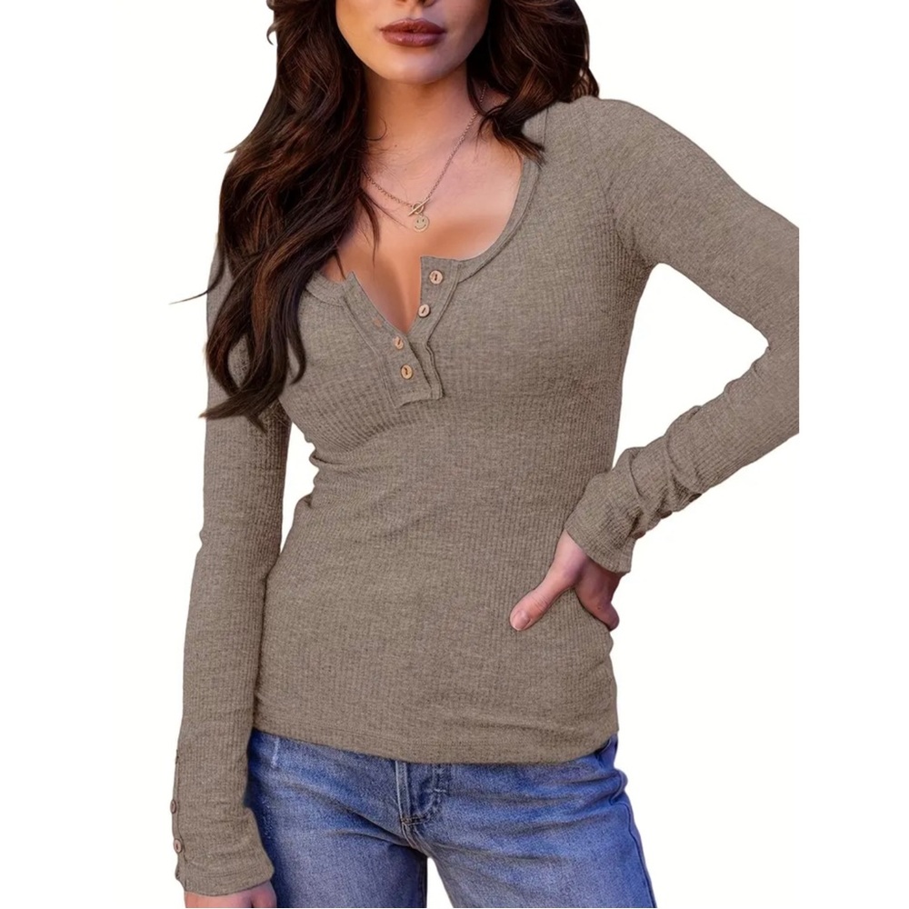 Long Sleeve Quarter Button Top